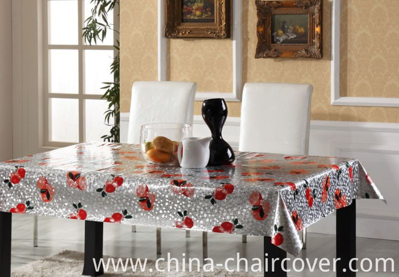 Vinyl Printed Tablecloth with Double Side Embossed Grain